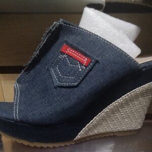 Denim Slide-in Wedge